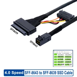 HD Mini SAS SFF-8643 to SFF-8639 U.2 SSD Cable Built-in 12G 8643 to 8639 with SATA Power Supply Support 2.5