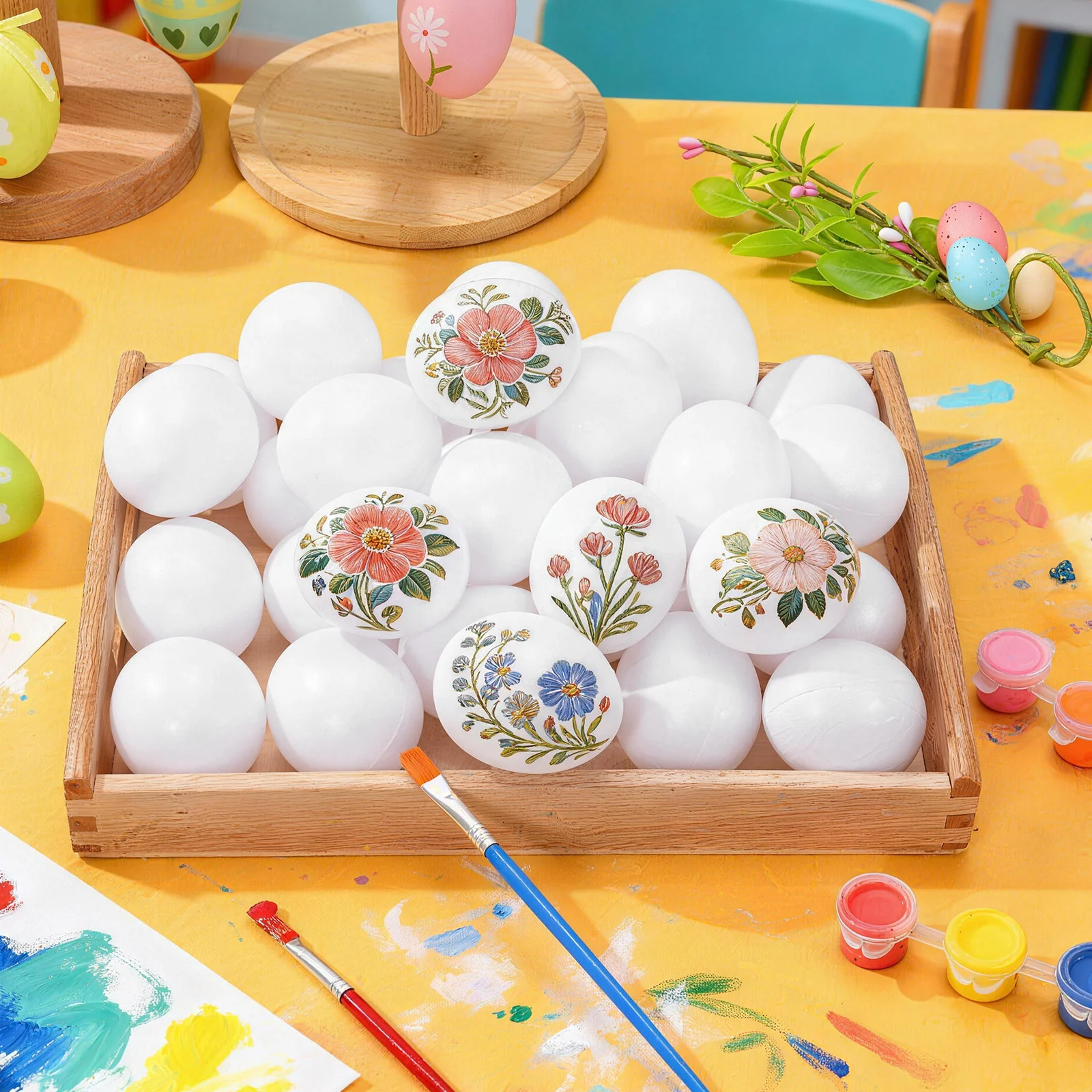 30 Peças de Ovos Plásticos de Imitação para Projetos de Arte DIY para Crianças, Decoração de Festa de Páscoa, Modelos de Ovos Falsos para Exibição em Casa e Hotel