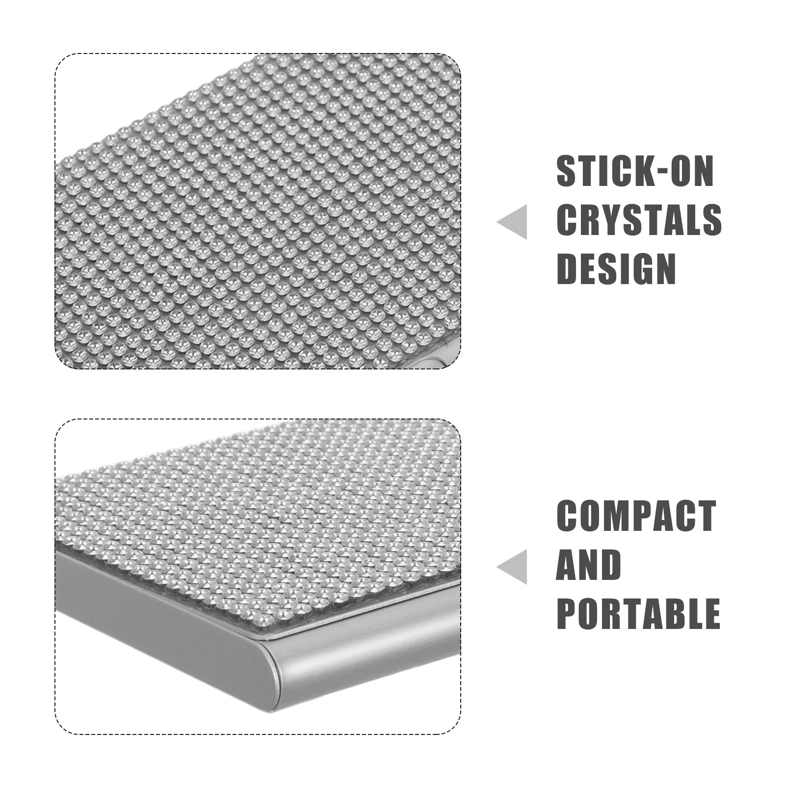 알루미늄 합금 명함 케이스 슬림 메탈 오거나이저, 남녀 전문가용 포켓 휴대용, 라인스톤 장식