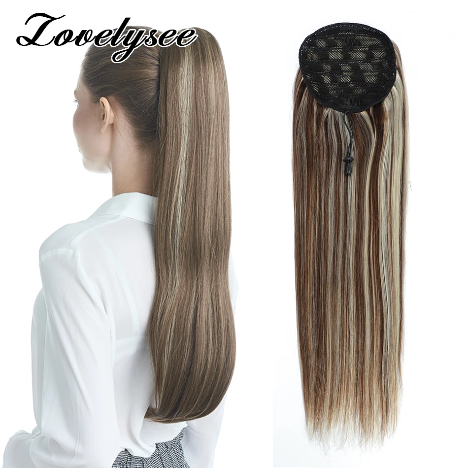 Straight Ponytail Human Hair Extension Brazilian Drawstring Ponytail Human Hair For Black 100% Remy Hair Extensions 60G 120G