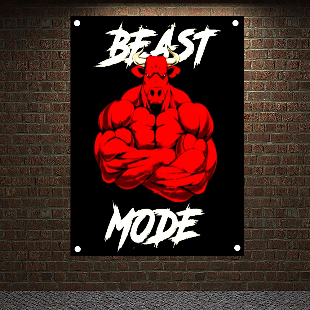 

BEAST MODE мотивационный тренировочный постер для йоги, бодибилдинга, баннеры, флаги, настенное искусство, украшение для спортзала, холст, картина, настенная подвеска f5