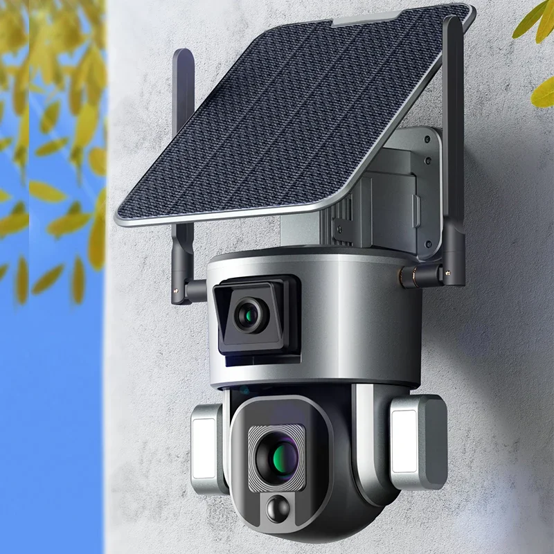 WIFI Dual camera Solar powered camera security system outdoor wireless contains 20000mah battery 4G wireless version