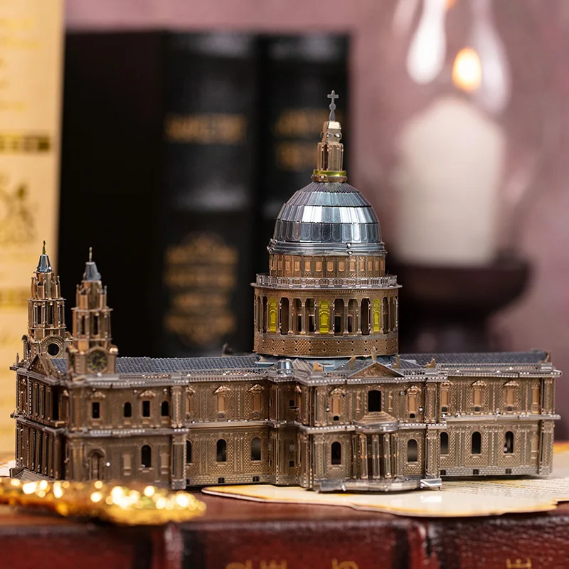 MU St. Pauls Church 3D Metal Jigsaw Puzzle, DIY Puzzle Toy, Desktop Office Decoration, Stress-Relieving, Colorful Gift for Girle