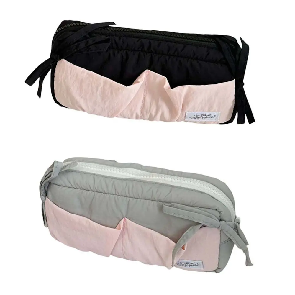 Bowknot Y2K القوس حقيبة أدوات مكتبية سعة كبيرة مستحضرات التجميل بطاقة القلم الكورية مقلمة الجمالية سطح المكتب تخزين Ins قلم رصاص الحقيبة