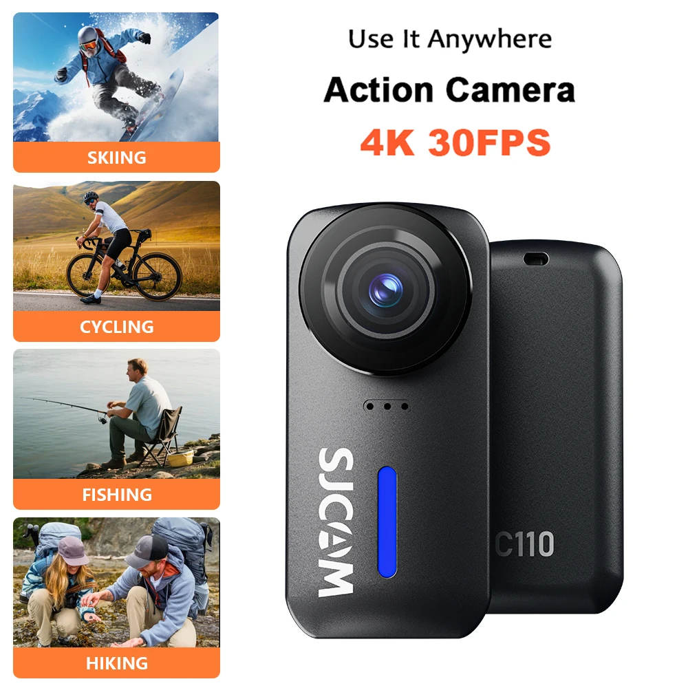 Action Camera Waterproof 30M Without Case - SJCAM C110 Thumb Camera 4K Impermeabile