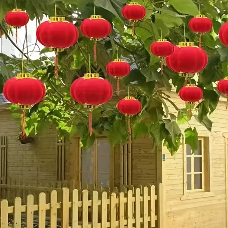 32pcs Red Lantern Hanging Lantern Decor New Year Wedding Party Lantern Home Decoration Suitable for Chinese Spring Festival