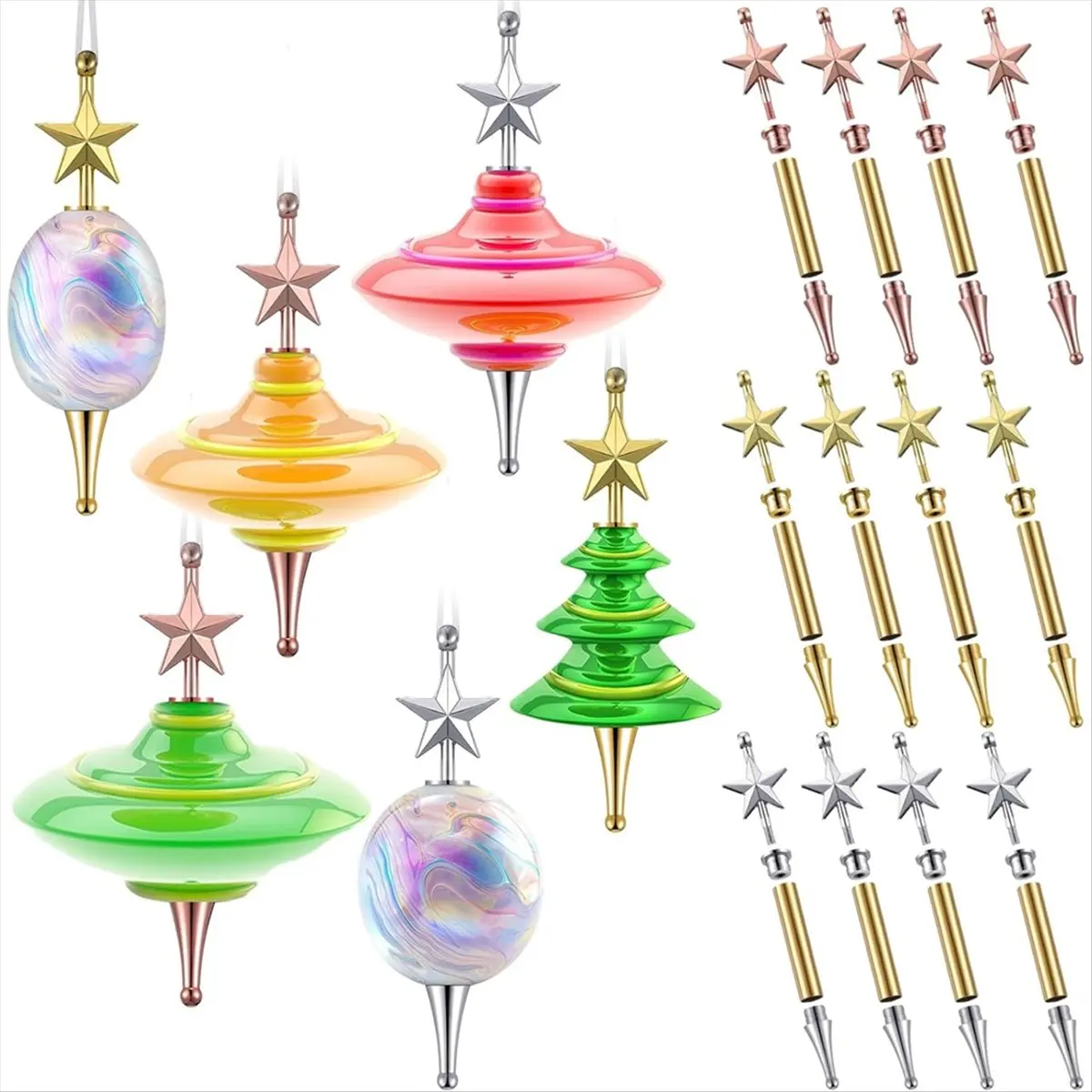 Budget-Friendly-12 Set Christmas Tree Ornament Woodturning Project Kit, Crafts DIY Star Tree Hanging Decoration Holiday Woodturn