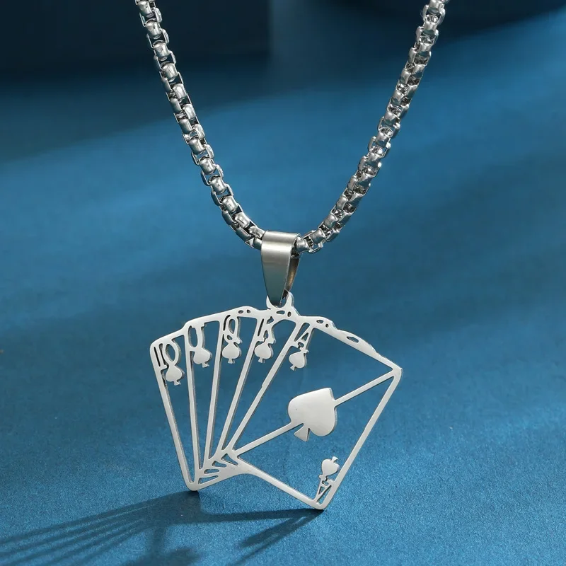 2025A poker pendant, a versatile and fashionable hip-hop long necklace for both men and women