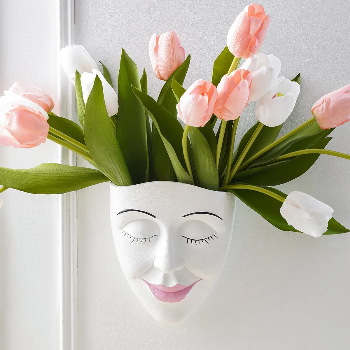 

Nordic facial resin flower pot, home foyer, living room wall mounted vase decoration