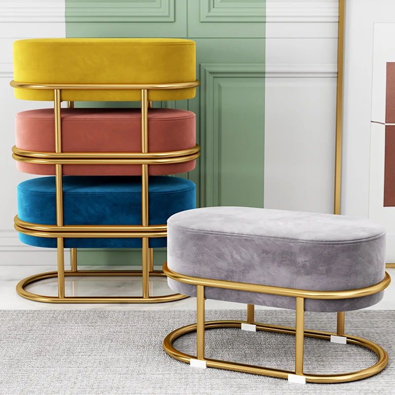 

Home Light Luxury Shoe Stool Living Room Sofa Round Low Fitting Creative Cute Small