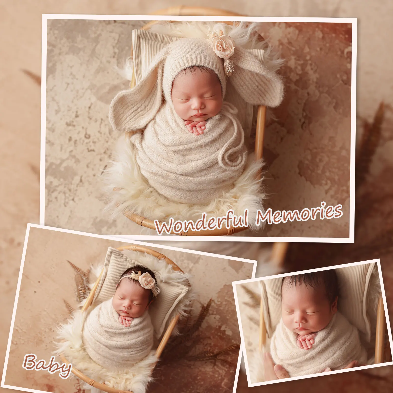 0-1 شهر الوليد التصوير الدعائم للطفل التقطت الصور الكروشيه الأرنب نمط قبعة بطانية صوف لعيد الفصح موضوع الدعامة الزخرفية