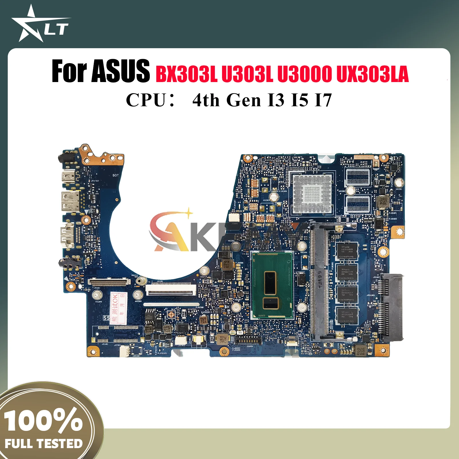 

UX303LA Материнская плата для ноутбука ASUS ZenBook U3000 UX303LB BX303L UX303LNB UX303LN UX303L UX303LA U303L Материнская плата с процессором I3 I5 I7