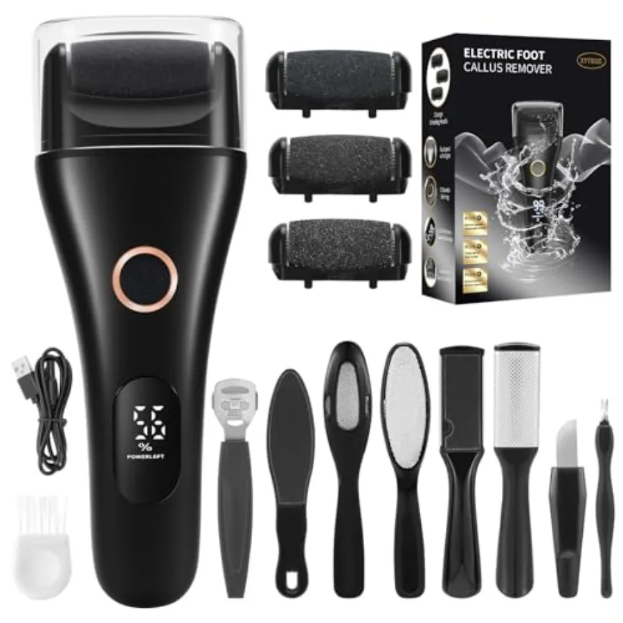 Wiederaufladbarer elektrischer Hornhautentferner mit 3-Gang-einstellbaren Einstellungen für den Heimgebrauch. Müheloses Glätten und Erweichen von hartem Rissen. D