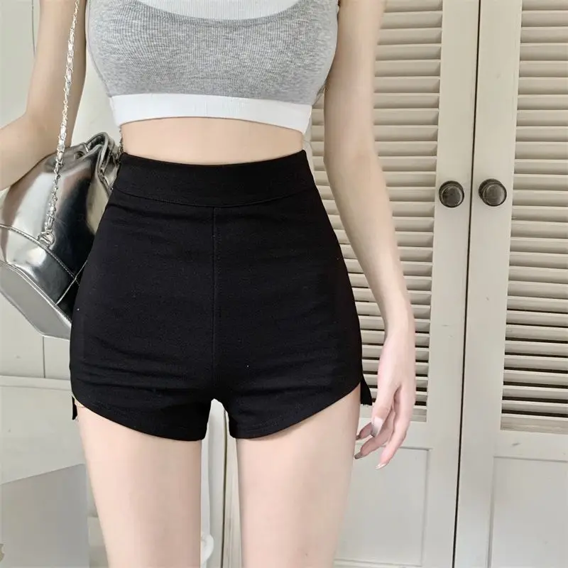 

Новые женские шорты-костюмки с высокой талией и А-образным силуэтом для лета 2024 года, черные, стройнящие, для миниатюрных женщин