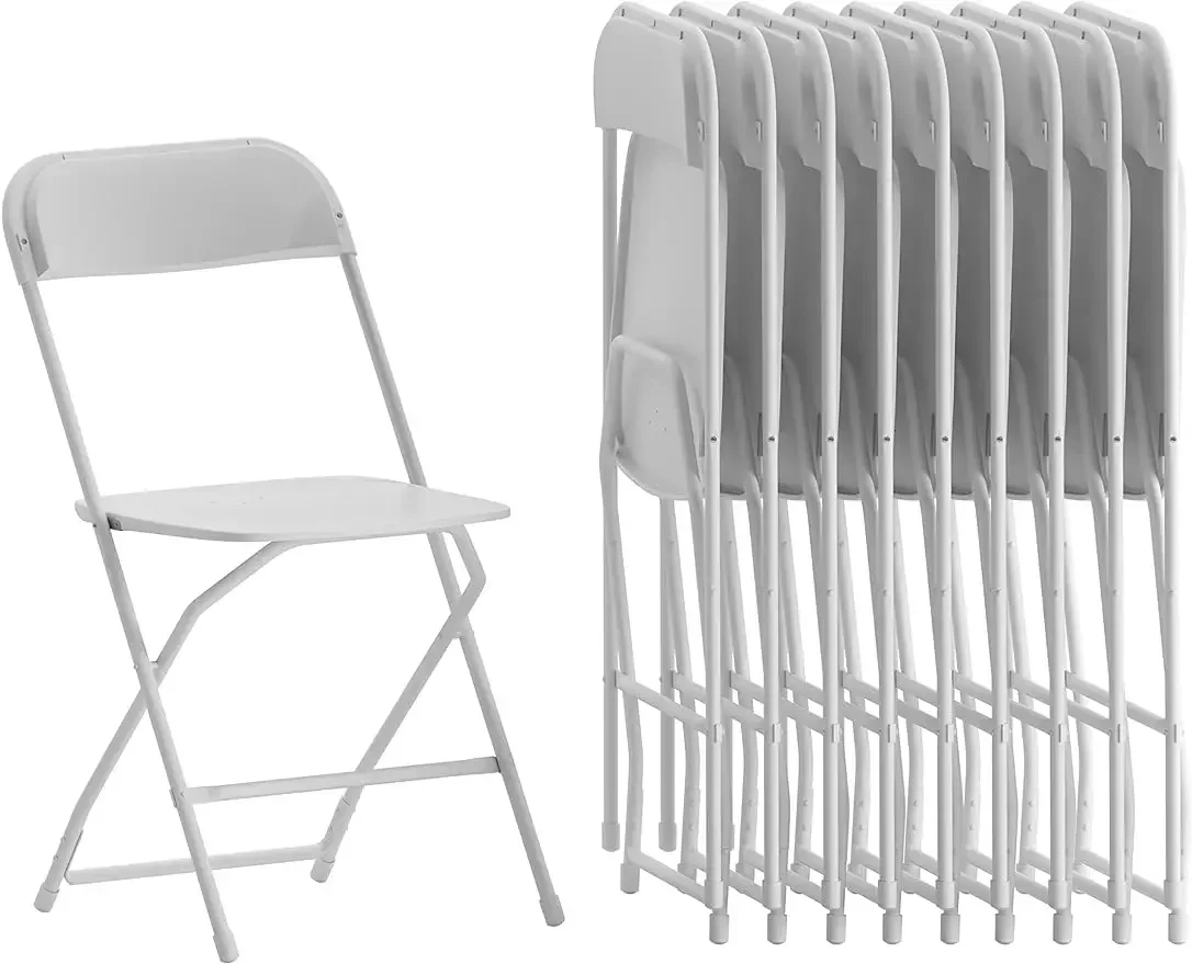 Plastic Folding Chair - White - 10 Pack 650LB Weight Capacity Comfortable Event Chair-Lightweight Folding