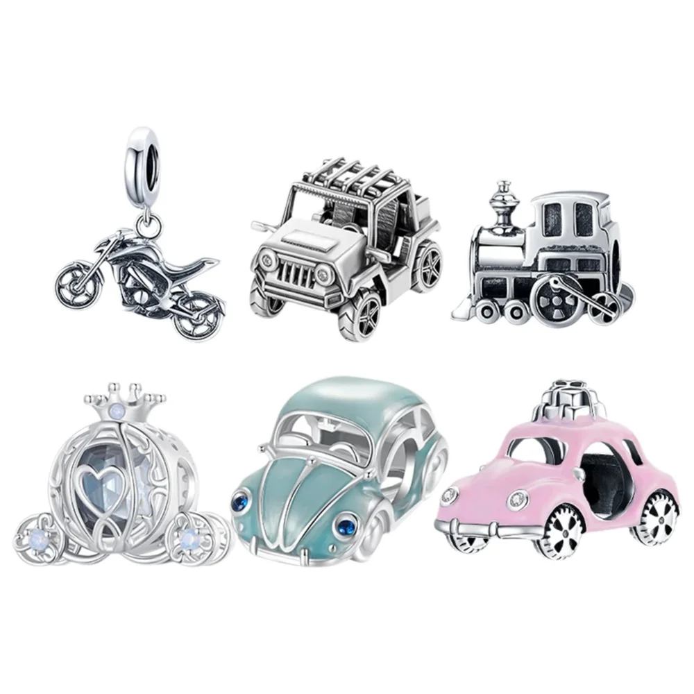 AliExpress WOSTU 925 Sterling Silver Car Charm Off-road Vehicles Pendant Bicycle Train Vintage Fit for Women Boy Bracelet DIY Fine Jewelry