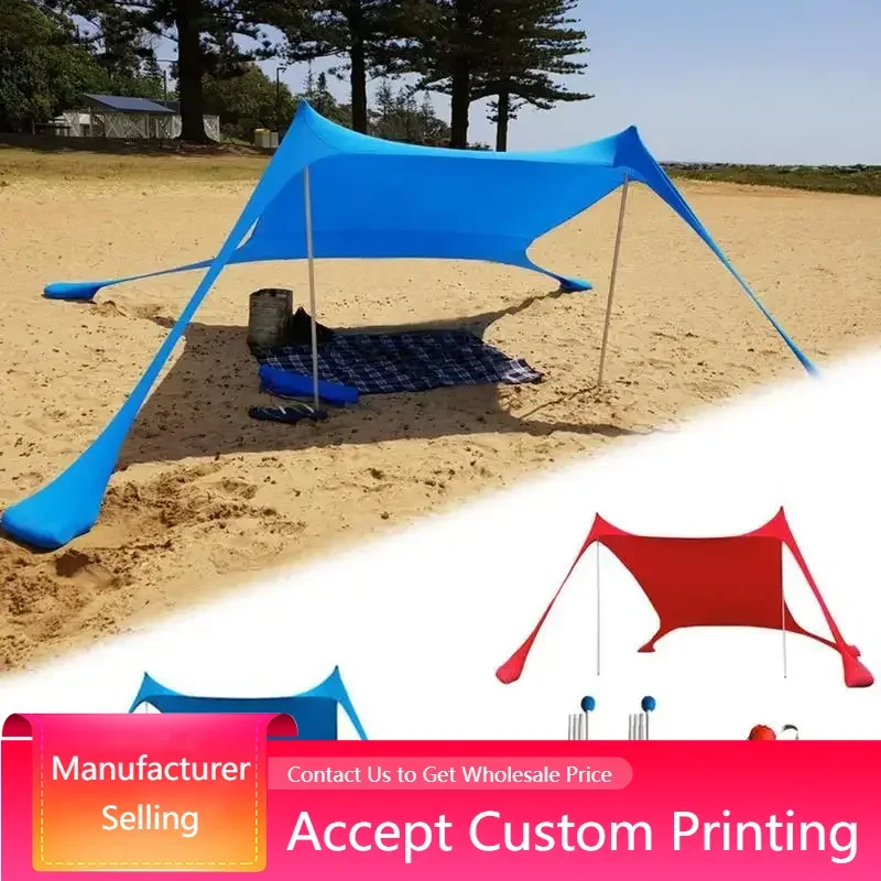 

Family Awning Windproof Beach Canopy Portable Pop-Up Beach Tent Camping Sun Shelter with Carrying Bag Beach Sun Shelter Canopy