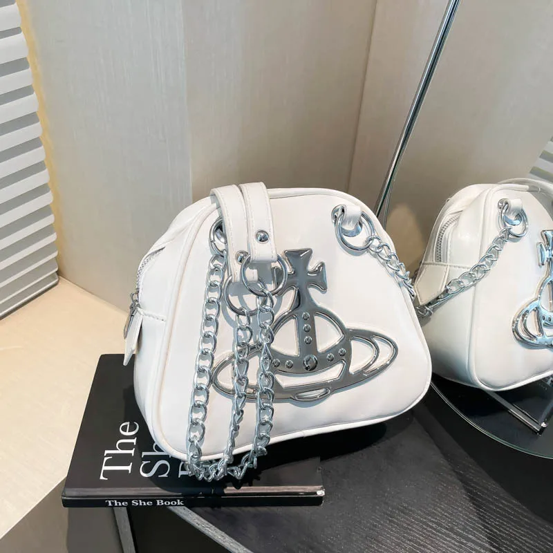 2025 Borsa da bowling unica, borsa sottobraccio alla moda per donna, borsa versatile a tracolla e con manico superiore, elegante e chic