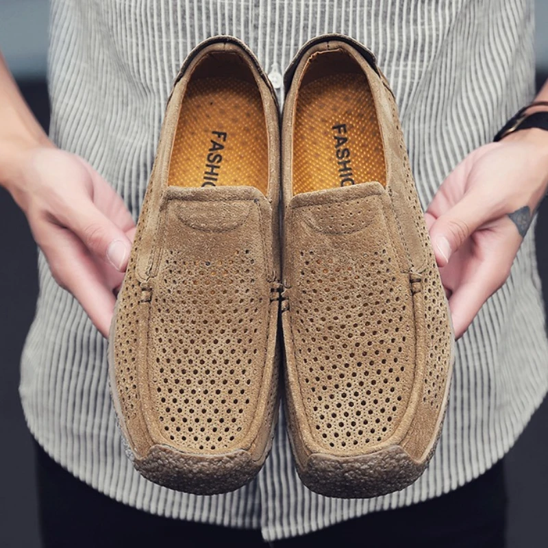 Men Loafers High-quality Slip in Casual Shoes Leather Thick Soled Casual Shoe Walking Summer Social Shoe Male Work Office Wear