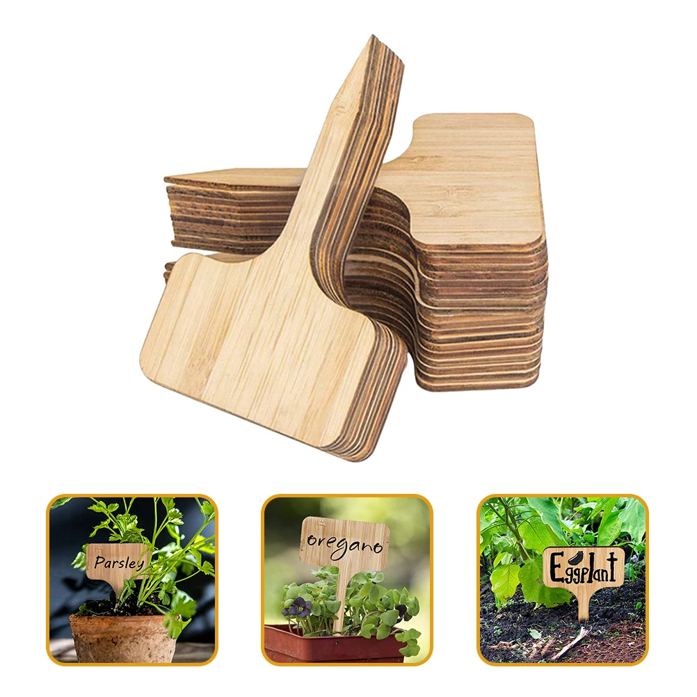 

30pcs Wooden Plant Labels for Potted Plants Gardens Greenhouses Durable Bamboo Style Garden Stakes