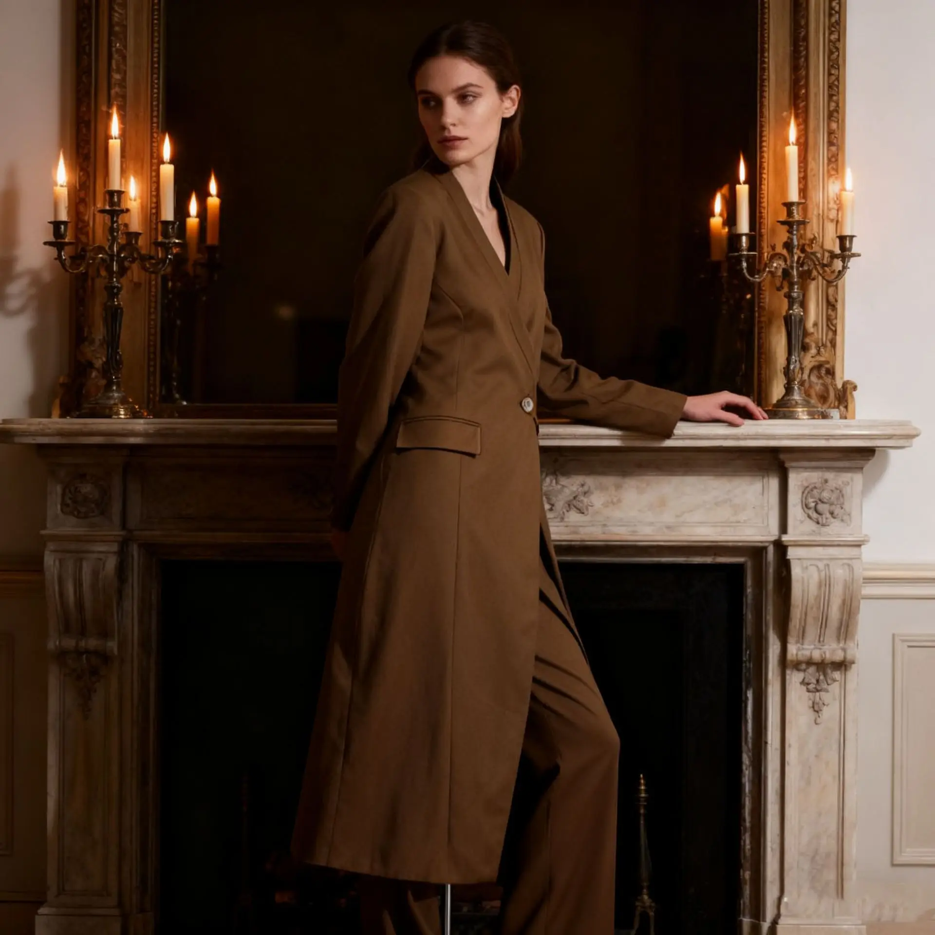 Cappotto irregolare stile pendolare 2025 Autunno/inverno Nuovo stile Trench lungo da donna con cintura patchwork unico e semplice