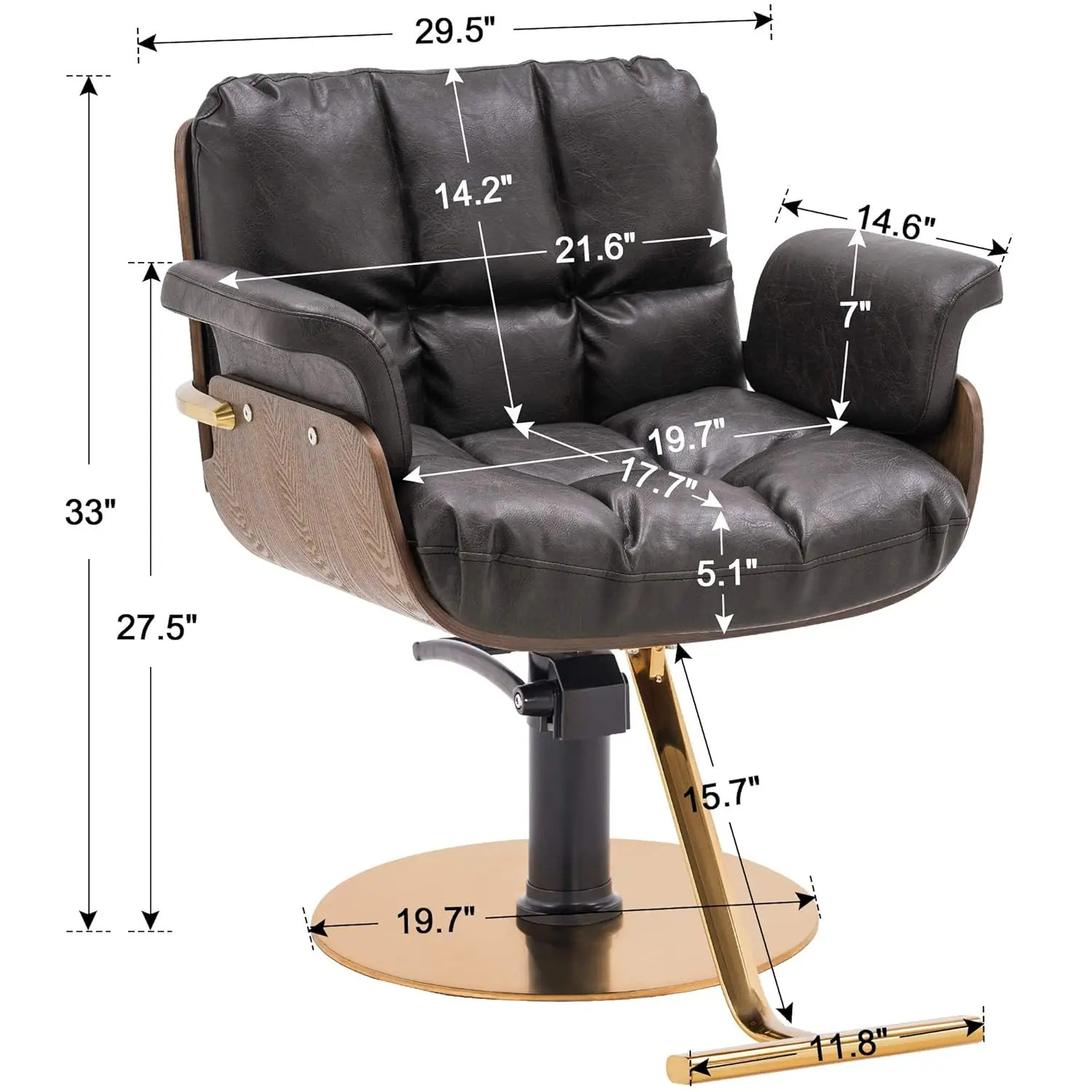 #Salon Chair Hydraulic Barber Chair Curved Wood Frame Hair Cutting Beauty Spa Salon Styling Equipment 3071 (Brown), Custom