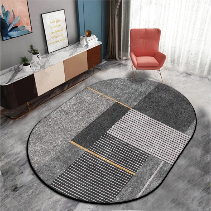 Modern Non-slip Oval Rug Soft Room Decor Bedroom Carpet Big Size Living Room Rugs Easy Cleaning Coffee Tables Mat Customizable