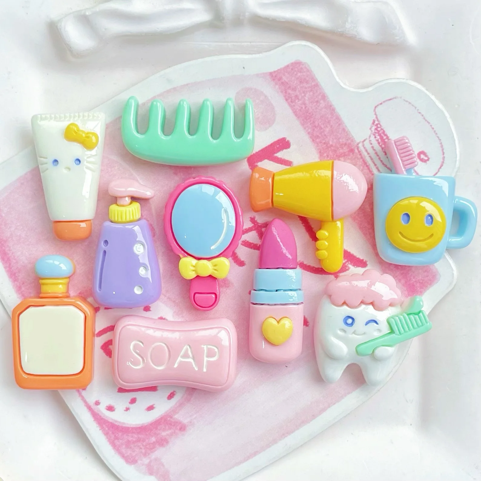 100/200pcs Kawaii Resin Flat Back Mini Daily Necessities DIY Simulation Mirror Blower Cabochon Dollhouse Crafts Accessories