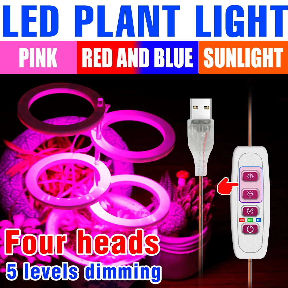 

LED Indoor Grow Lights Full Spectrum USB Plants Lamp 5V Dimmable Succulent Cactus Moss Potted Hydroponics Cultivation Lighting