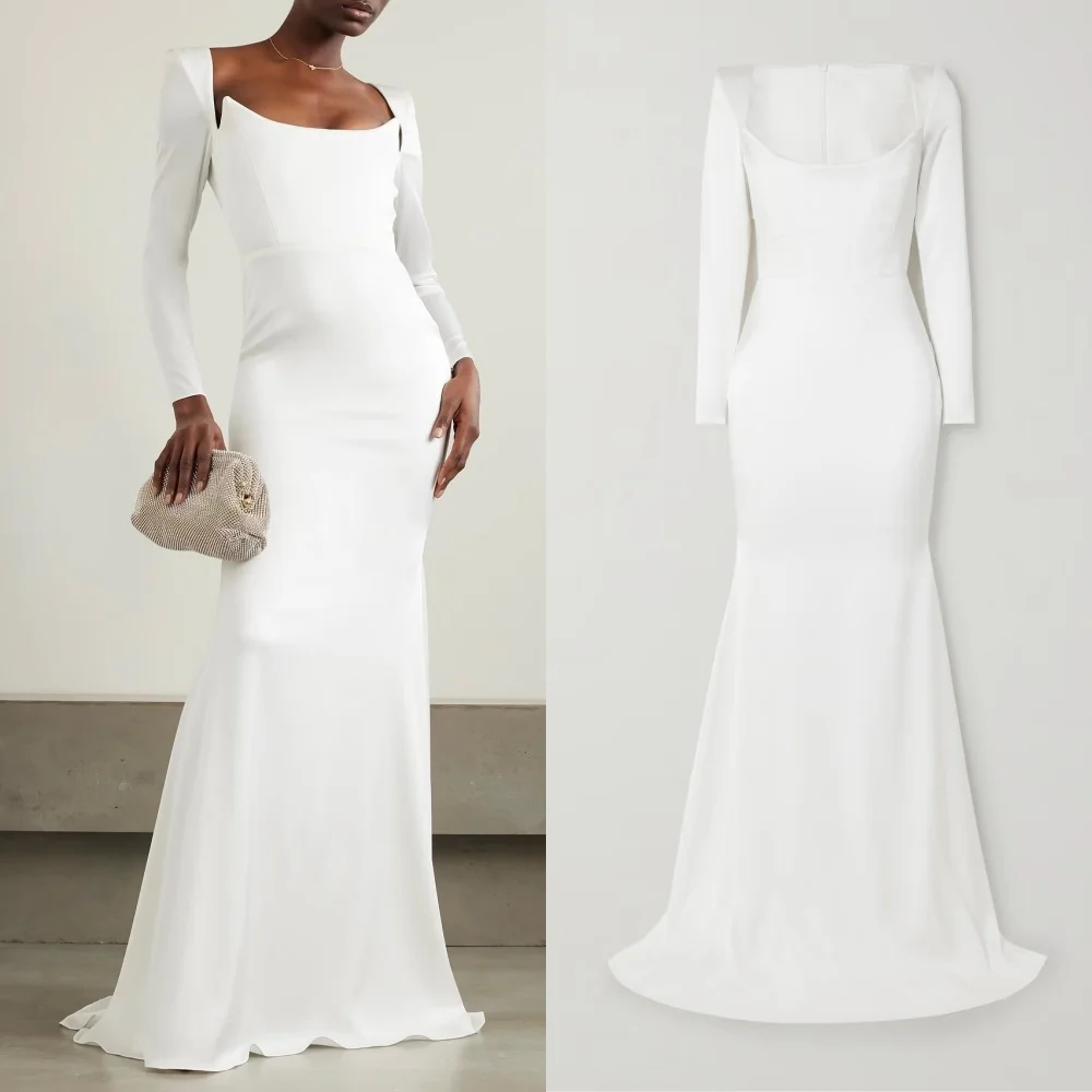 

Customized Matching Sexy Jersey Pleat Ruched Mermaid Square Neck Long Dresses Bespoke Occasion Dresses Sizes Available Formal