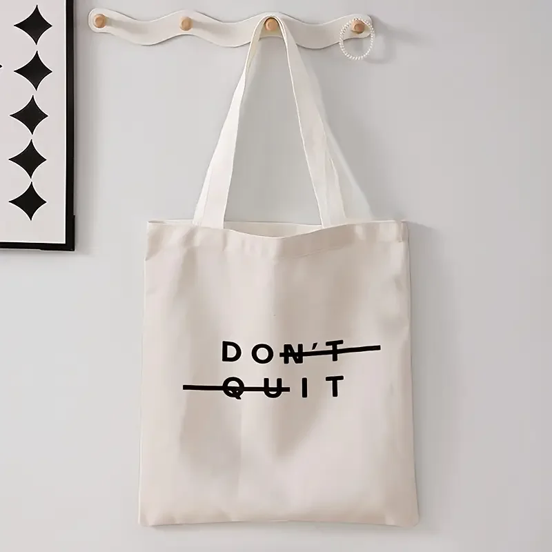 Inspirational No Risk No Story Quote Printed Canvas Tote Bag Shopping Handbag For Motivational Style Daily Casual Carry Bag