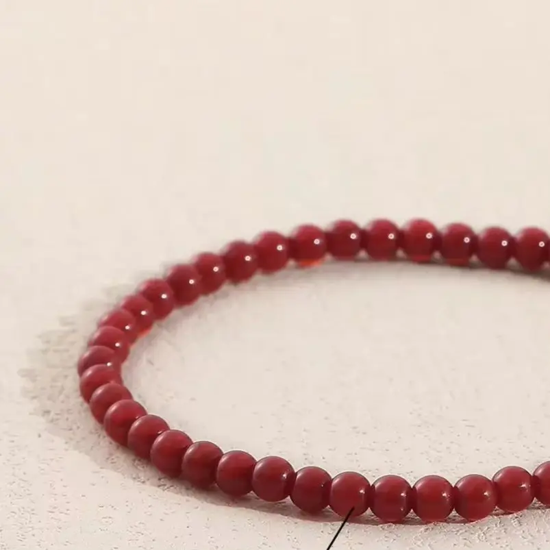 New Vintage Red Glass Round Beaded Bracelet for Women Men Simple 4/6/8/10mm Bead Strand Bracelets Elastic Jewelry Party Gifts