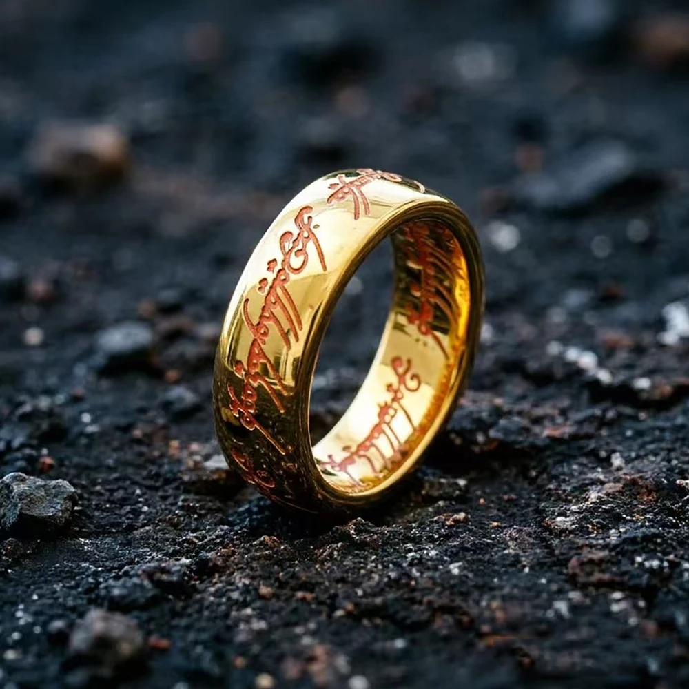 New Luminou Stainless Steel Gold Silver Color Plated Ring Of Power 3D Carved Engraving Fashion Vintage Male Rings Jewelry Gifts