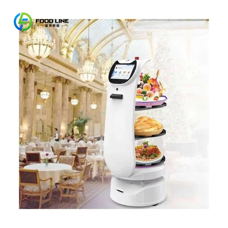 Customized AI Autonomous Food Delivery Robot Multi-Tray Auto Navigation for Restaurant Hotel Catering