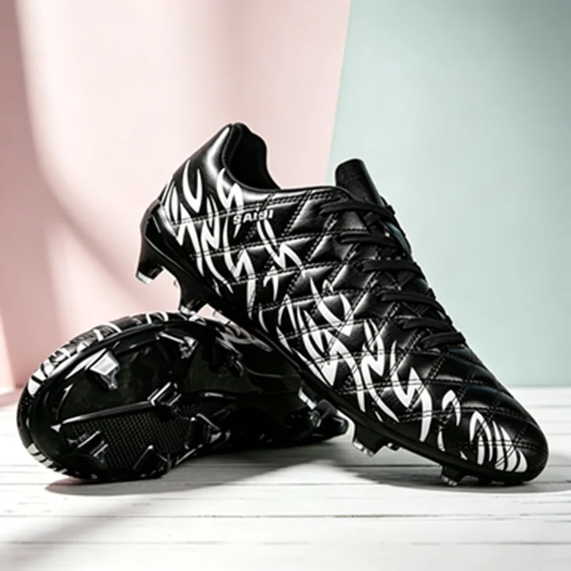AG FG Long Studs Soccer Shoes PU Fabric Blend Upper TPU Tough Sole Strong Grip Wear Resistant for Men Women Youth Matches
