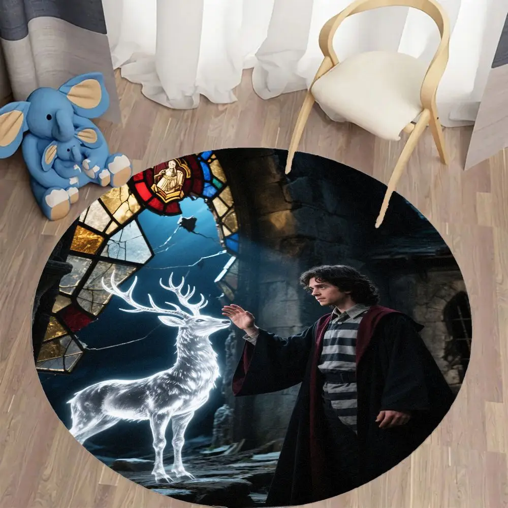 

Официальный ковер Гарри, милый круглый ковер Гарри и Потронус, фланелевой противоскользящий многофункциональный ковер для украшения дома, волшебный вентилятор, подарок