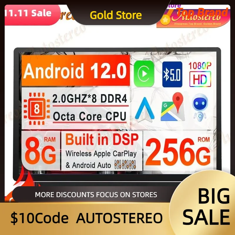 Auto Stereo Android 14 13.3 Inch For Toyota Tundra/Sequoia 2007-2014 Car GPS Navigation Multimedia Player Carplay Head Unit