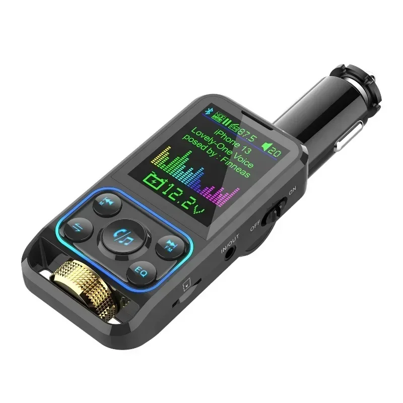 12V - 24V Wireless Car FM Transmitter 1pcs Color Display Bluetooth5.3 FM Modulator Mp3 Player, Handsfree Car Kit, QC3.0 Car Char