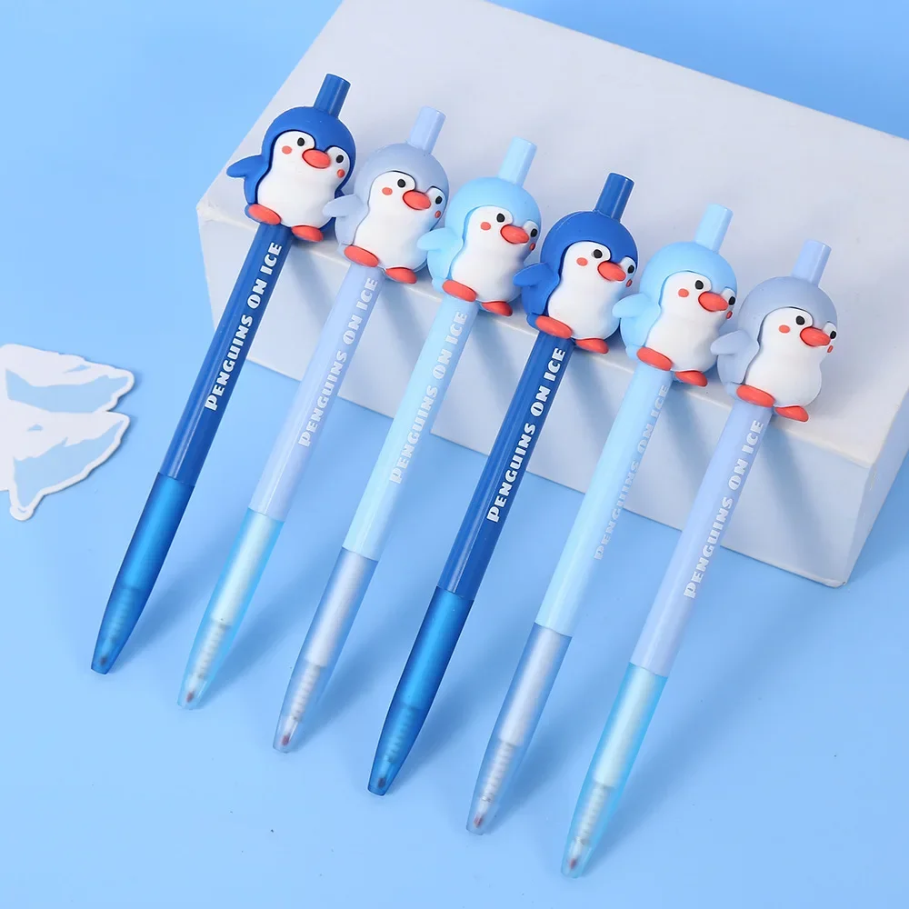 54 pcs/lot Kawaii Penguin Mechanical Gel Pens for Writing School Office Supplies Cute Gift Prizes Cute Stationery Wholesale