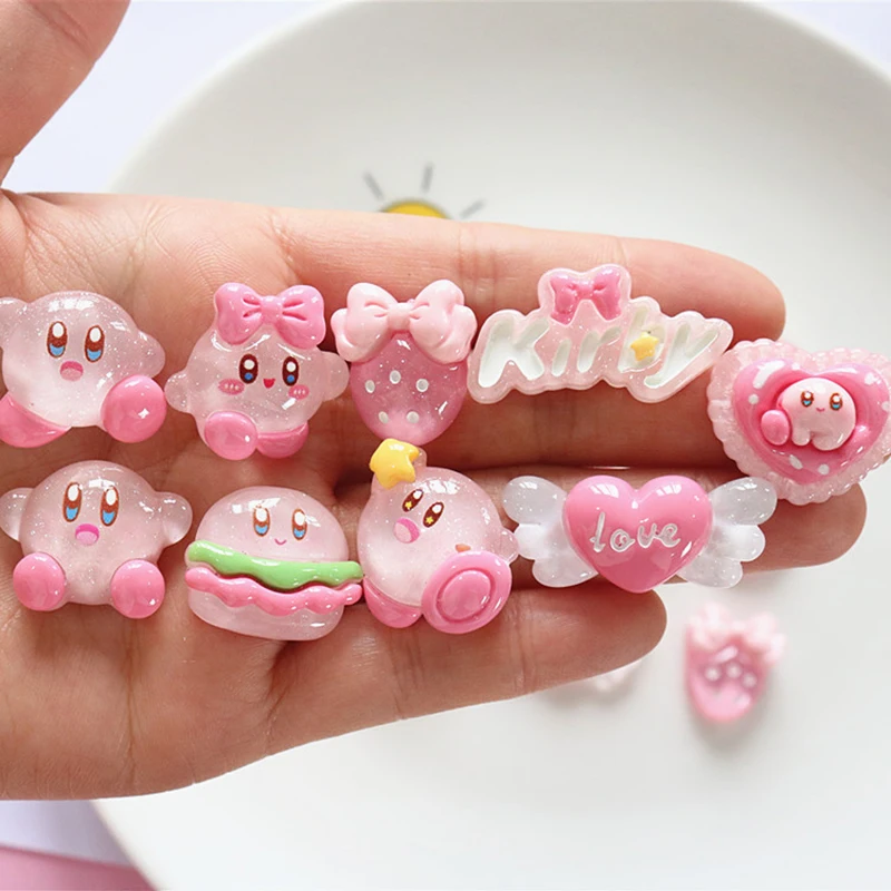 9 szt./zestaw Urocze Figurki Anime z Kreskówek Mini Gwiazdki Kirby Kolczyki Sztyfty Ozdoby do Włosów Dekoracje…