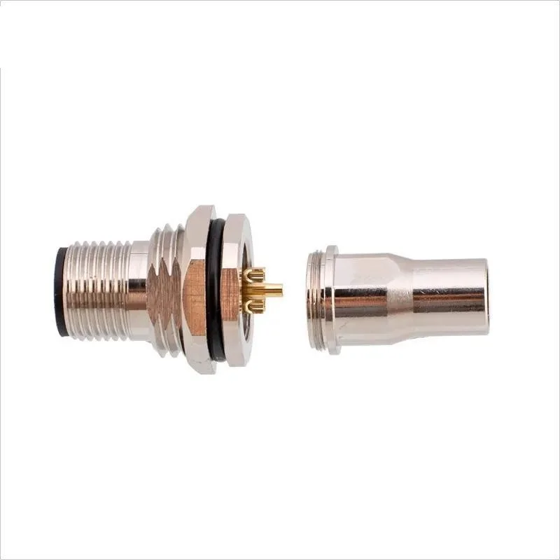 M12 Connector Male Female Panel Back Mount Socket Angle Straight Metal Solder 3 Pin 4 Pin 12 Pin Screw m16 Plug Shielding Tube