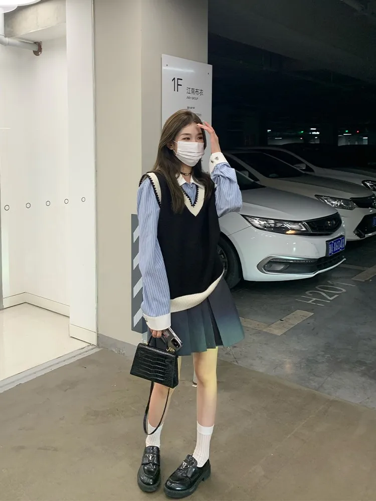 

Hhi Superior Student Academy Sle V-Ne вязаный жилет Топ женская модная многослойная одежда весна осень Новое поступление