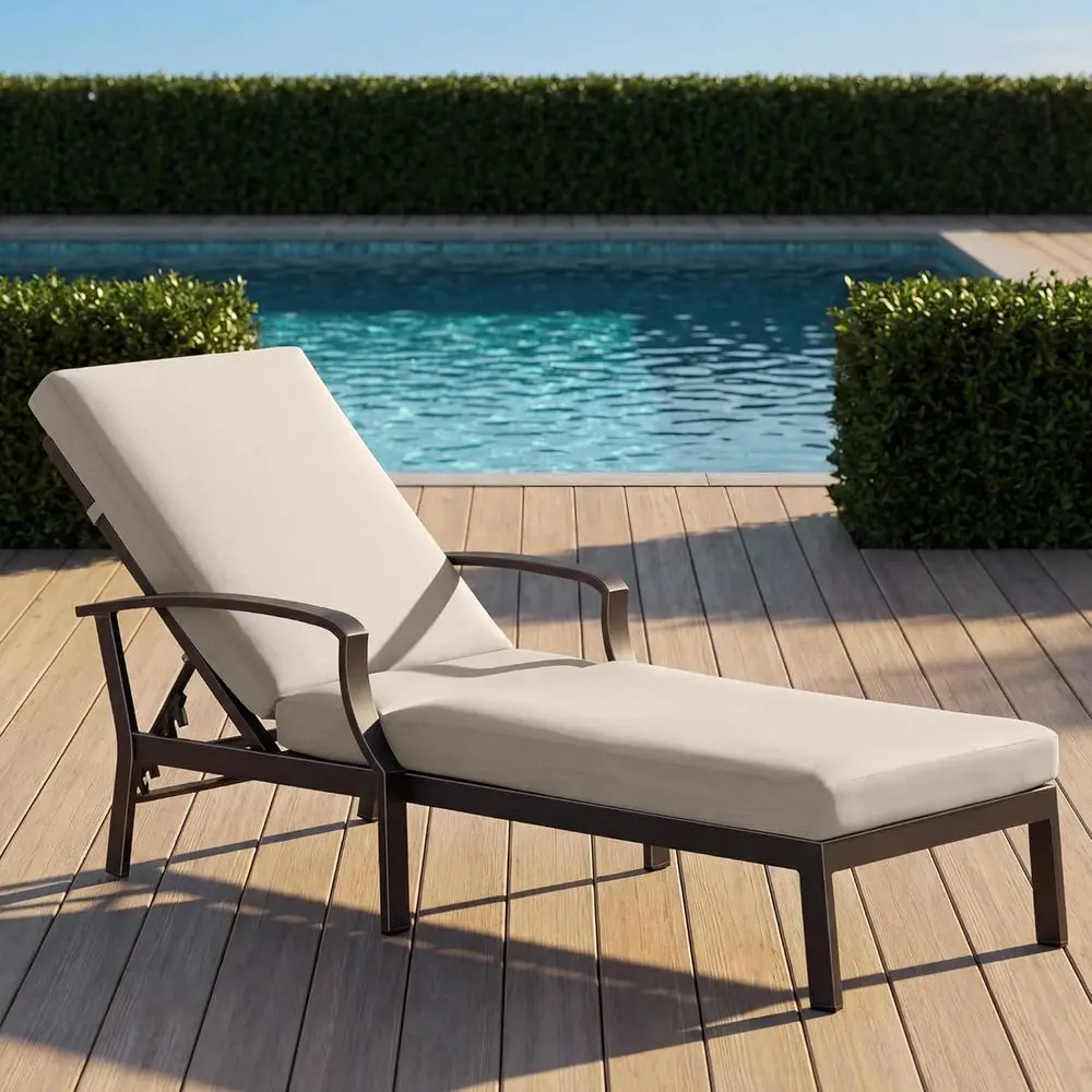 

Outdoor Patio Chaise Lounge Chair, Chaise Lounge Outdoor with Adjustable Backrest, Rust-Resistant All-Weather Patio Recliner wit