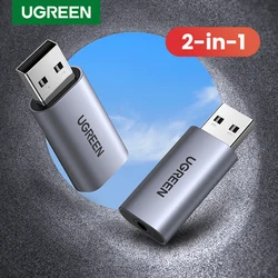 UGREEN-tarjeta de sonido USB para ordenador portátil, PC, PS4, interfaz de Audio, micrófono, tarjeta de sonido externa