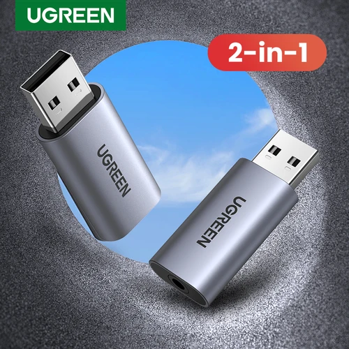 UGREEN-tarjeta de sonido USB para ordenador portátil, PC, PS4, interfaz de Audio, micrófono, tarjeta de sonido externa