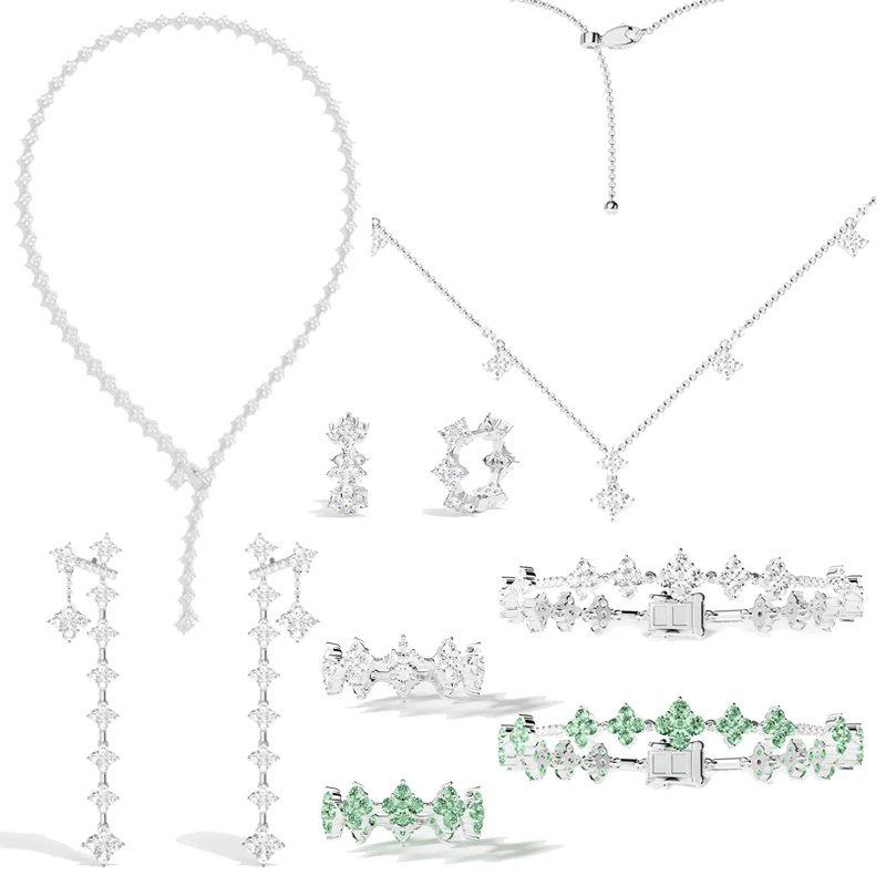 

Eomm S925 стерлингового серебра блестящие сверкающие кольца серьги браслет ожерелье женская мода темперамент классические роскошные новые ювелирные изделия