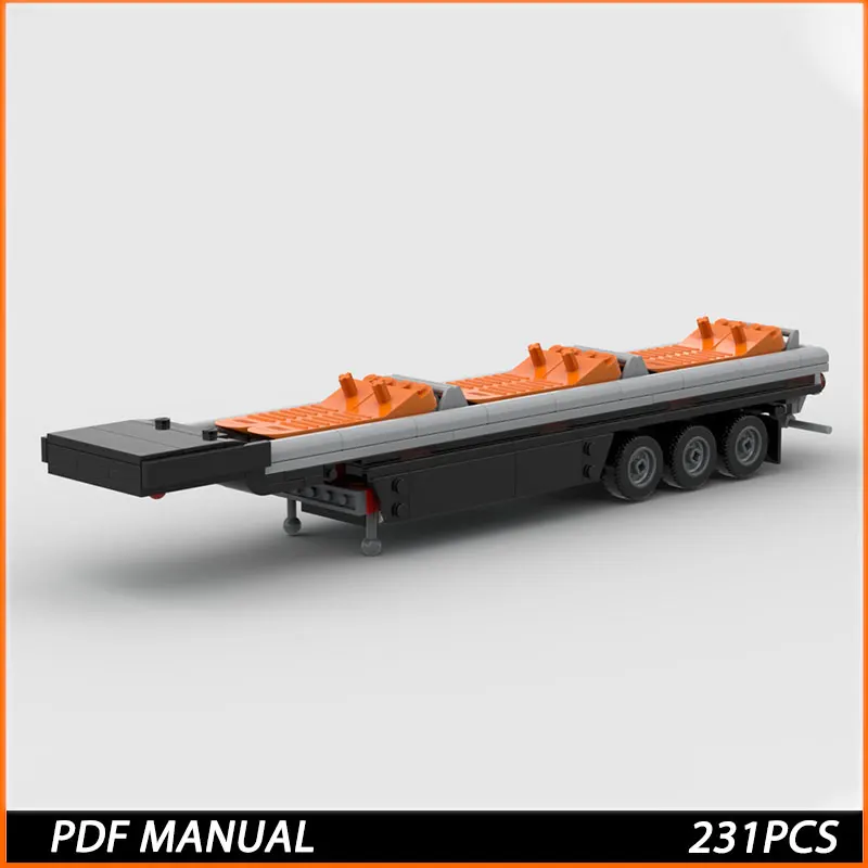 

MOC Building Bricks City Car Model Heavy-Duty Flatbed Trailer Modular Technology Children Holiday Gifts Assemble Toys Suit