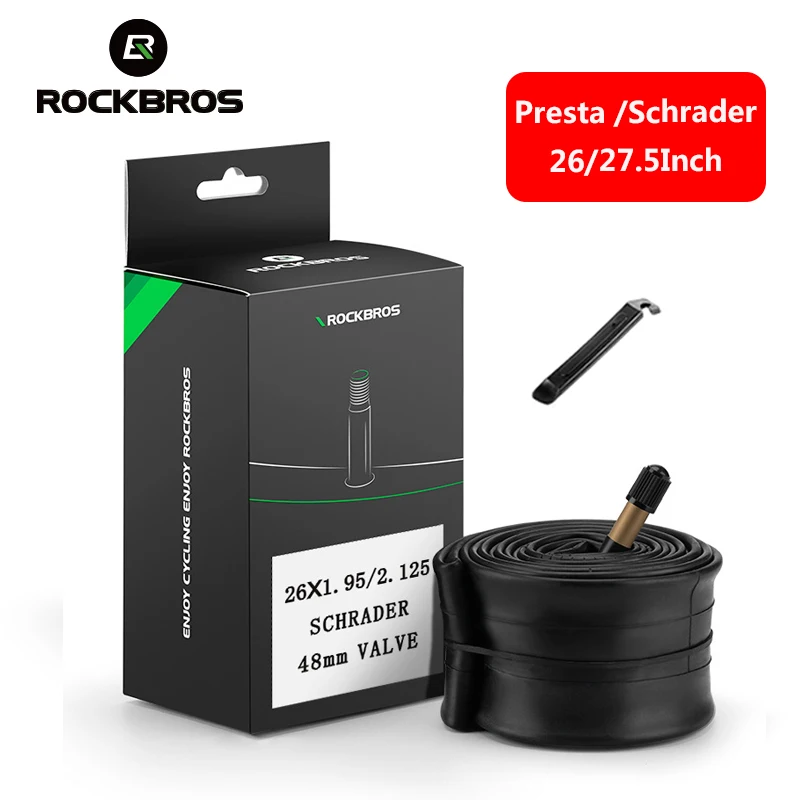 

ROCKBROS Bicycle Inner Tube FV/AV Road Bike Tube Tire For Mountain Bike Tyre Butyl Rubber 26/27.5 Presta Schrader Valve Tube