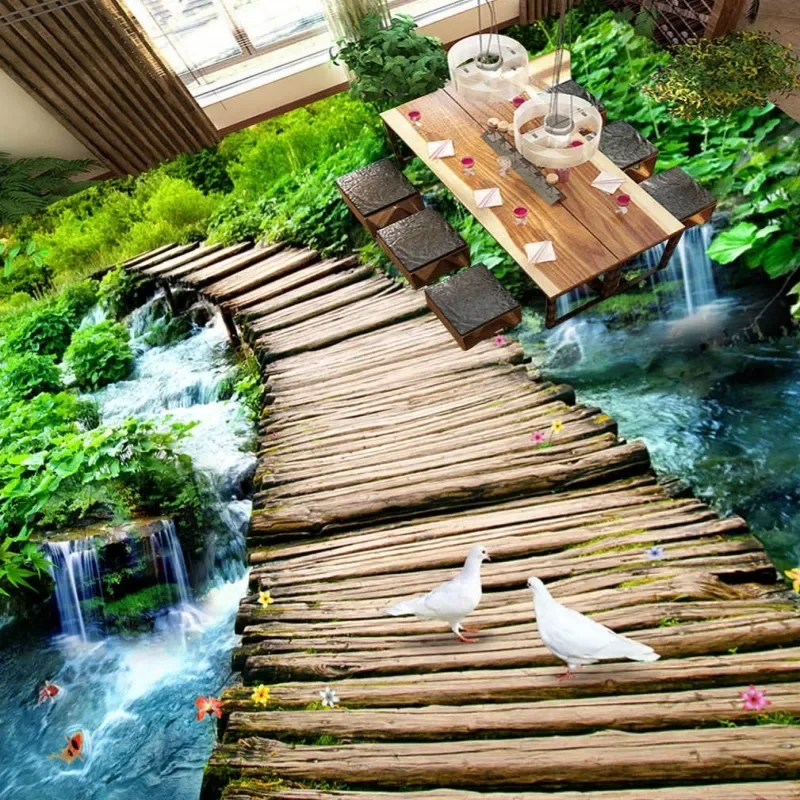 

beibehang Rock Falls самоклеящиеся ПВХ-обои с рисунком под дерево, толстые водонепроницаемые обои для пола и стен