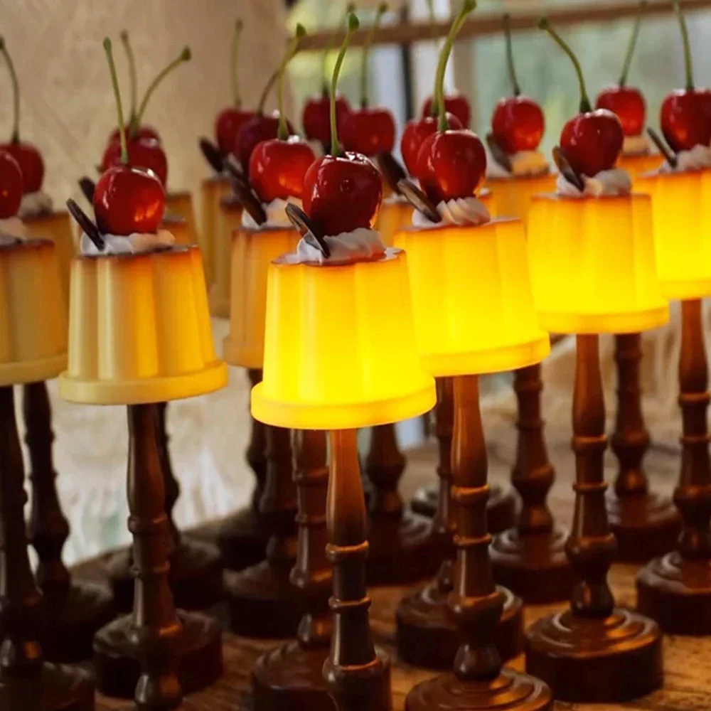 Retro Pudding Nachtlicht, Desktop Dekor Licht, Schlafzimmer LED Tischlampe mit Batterie, Nachttisch Schlaflicht, geeignet als Geschenk